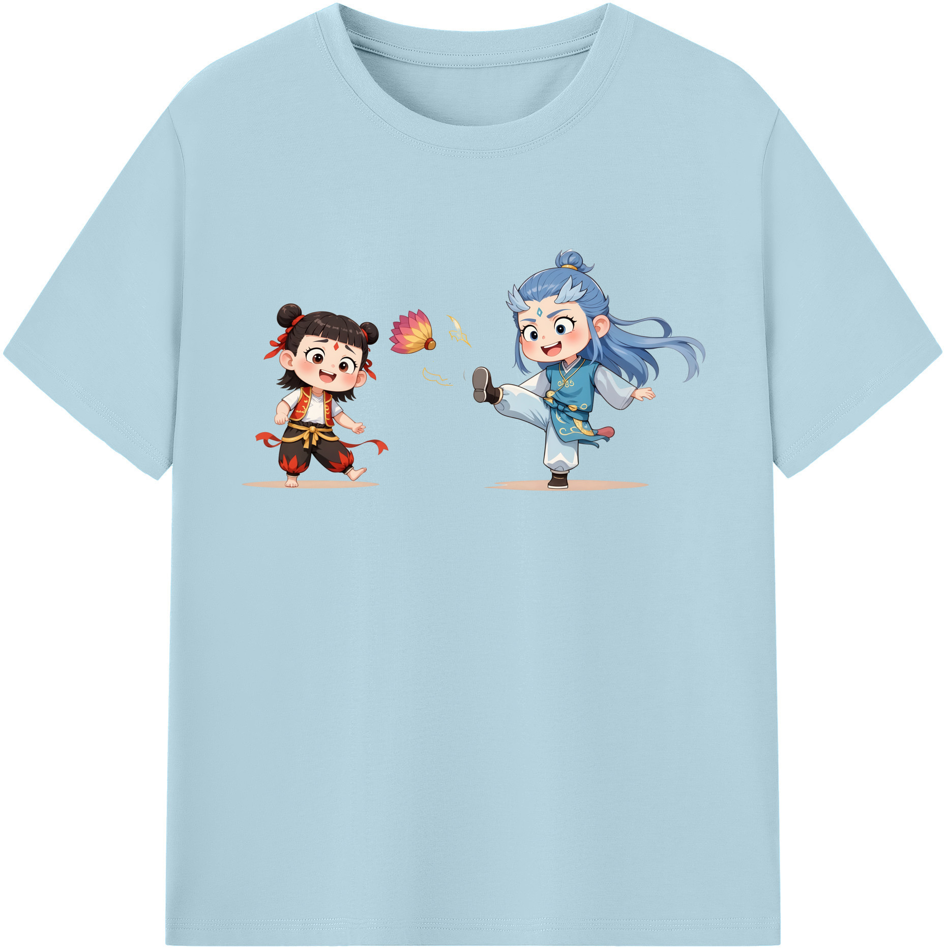 （画像用） Ne Zha 2 ナタ 魔童の大暴れ 綿100％半袖Tシャツ（フロントプリント）